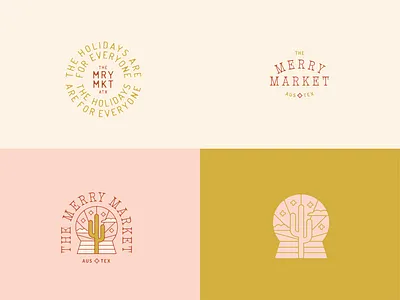 The Merry Market austin branding cactus desert holidays logo market merry merry christmas seal snowglobe texas