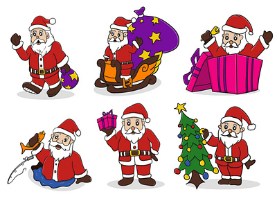 Cute Santa Claus Character kids background card celebration character character design christmas clean cute graphic design happy holiday icon illustration mascot character mascot design merry new year season vector winter