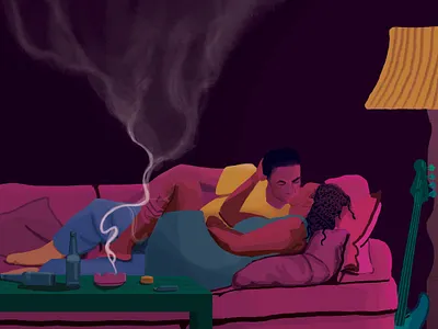 Come Over albumartwork come over digital art digital illustration drinking illustration indie soul kiss makeout music psychedelic rnb smoking soul the internet