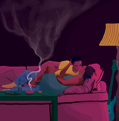 Come Over albumartwork come over digital art digital illustration drinking illustration indie soul kiss makeout music psychedelic rnb smoking soul the internet