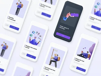 Onboarding Screen Concept 3d app app design design experience onboarding screen purple ui ux