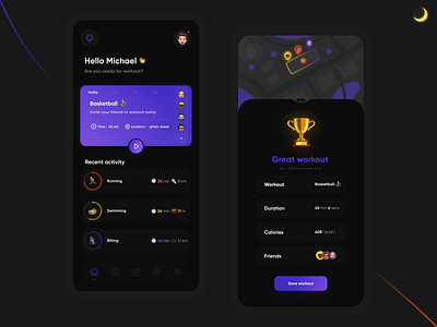 workout app [dark mode] app concept dark dark mode dark ui design exercise app exercises mobile app mobile ui ui uiux uiuxdesign ux visual design workout workout app workout tracker