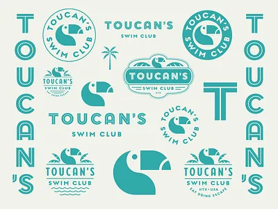 Toucan's Swim Club Logo bar branding design icon identity logo type vector
