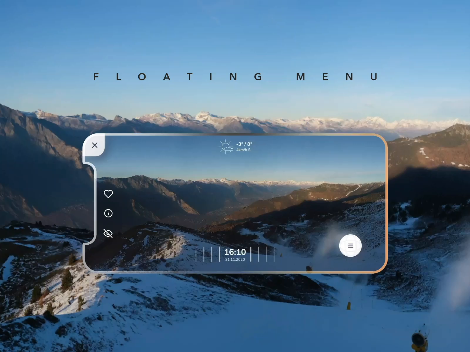 Example of Floating menu for camera app