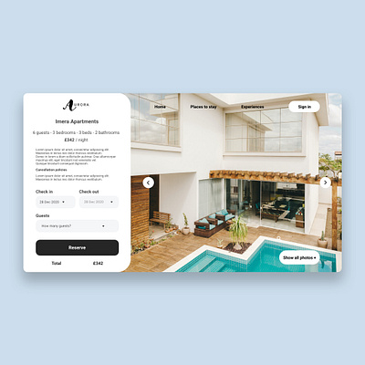 Aurora - Hotel booking website design hotel booking minimal ui web website