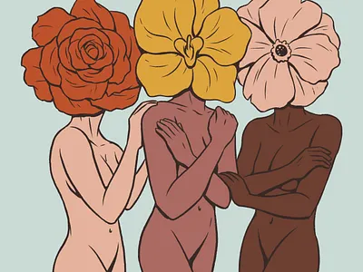 Flower Ladies character design daisy drawing elegant floral flower flowers girl girls growth illustration ladies lady mature mother earth plant rose tulip woman women