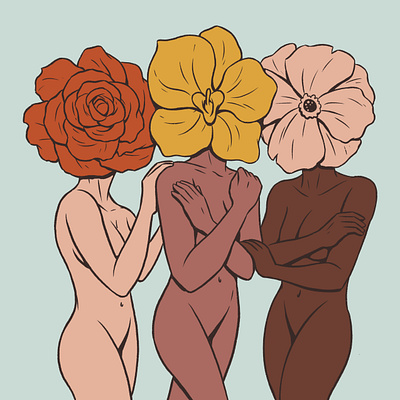 Flower Ladies character design daisy drawing elegant floral flower flowers girl girls growth illustration ladies lady mature mother earth plant rose tulip woman women