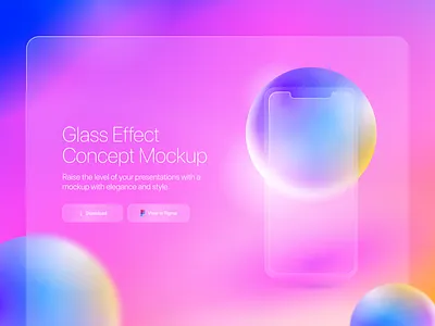 Glass Effect Concept Mockup 3d blur blur effect blur glass credit card effect glass figma glass glass effect glassmorphism gradient iphone iphone mockup mockup mockup blur mockup effect mockup glass orb