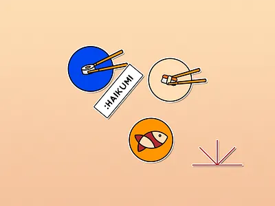 HAIKUMI design fish icon design iconography icons identity branding illustration japanese nigiri salmon sushi