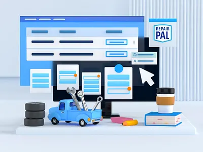 3d Dashboard 3d illustration 3d rendering book c4d calendar car character design cinema 4d computer desktop illustration interface mechanic office supplies queue repair tech ui ux