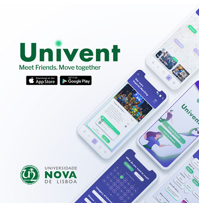 Univent Meet Friends. Move Together app design app designer educational event event app eventapp exerciseapp exerciseevents healthapp problemsolving uidesign university app uxuidesign