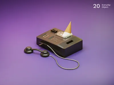 Payphone | Everyday object 3d ice cream ice cream cone illustration melt payphone