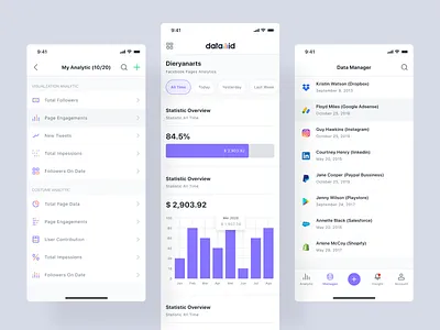 Datamid - Mobile App analytic analytics analytics chart analytics dashboard app business dashboard database dataset design flat interface management app product design ui ux