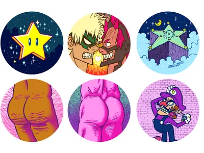 Encircled Illustrations Vol 1 Sheet 2 button design buttons digital art illustration illustration design map my hero academia nintendo series star super mario bros super mario world waluigi