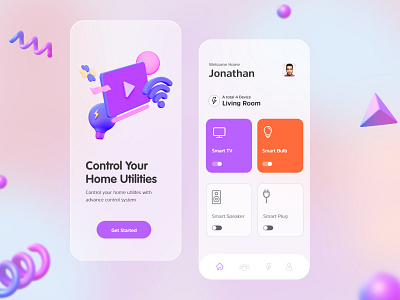 Home App - Control Your Home Utilities 3d app home homeapp ui ux