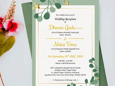 Wedding reception mockup creative designs floral design invitations wedding card wedding invitation