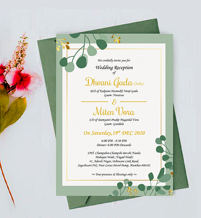 Wedding reception mockup creative designs floral design invitations wedding card wedding invitation
