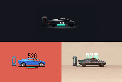 Cybertruck concept design in various styles（tesla） art automotive car charging charging pile concept design design app driving energy hmi illustration tesla ui ux