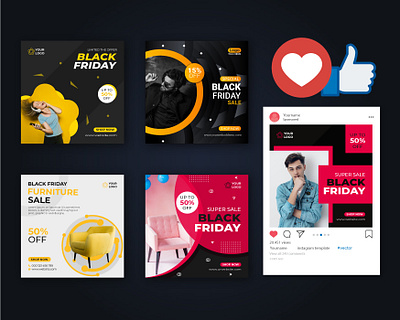 Black Friday Social Media Post Template vol-1 advertising banner black blackfriday business design facebook post design fashion friday instagram post post poster promotion sale social social media special template web