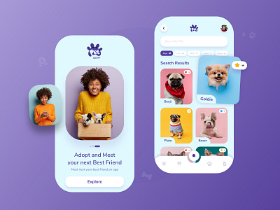 Pet Adopt Mobile App adobe xd adopt adoption app branding design design challenge designs interface interfacedesign mobile mobile app mobile design mobile ui mobile ui design pets ui ui design ux