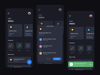 Dark Mode Files App UI app app design cloud app dark mode design files mobile app mobile app design mobile ui sketch ui ux