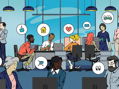 Office life character drawing illustration illustrator life office people stress workplace