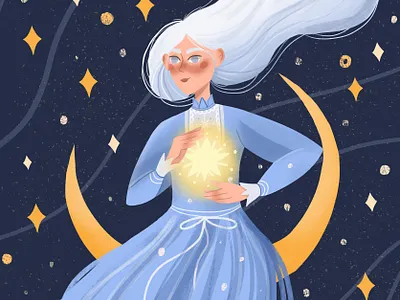 Moon girl character character design childrens illustration design digital art digital illustration illustration illustration art vector art vector illustration