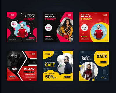 Black Friday Fashion Social Media Post Template vol-1 ad adroll adward banner pack black friday black friday banner business clothes coupon discount facebook fashion generic instagram instagram banner marketing multipurpose promotions sales