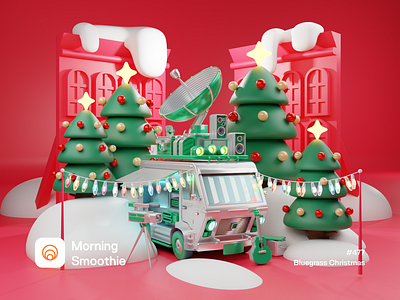 Bluegrass Christmas 3d 3d art billystrings blender blender3d bluegrass bus christmas christmas card christmas tree december diorama holidays illustration isometric isometric design isometric illustration low poly music snow