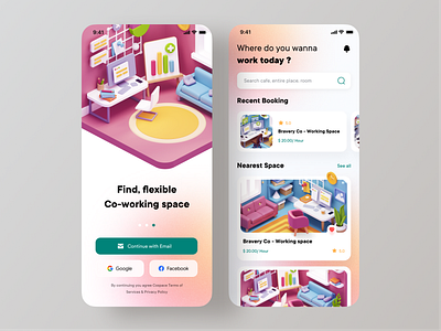 Real estate | Co-working space apartment cards ui dribbble best shot homerental house minimal ofspace onboarding screen product page property property management real estate real estate agency realestate realestate app realestateagent reantal app rental app uidesign uxdesign