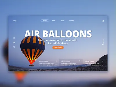 Home Page - Air Balloons air air balloon balloon balloons day environment hill nature night sunny traveling ui ui ux ui design uidesign uiux web web design webdesign