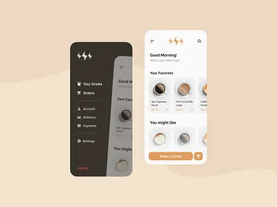 Coffee Shop App UI app design flat icon minimal ui ux vector web website
