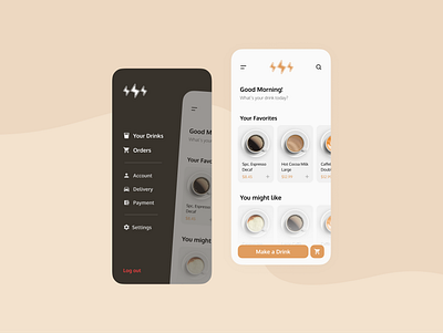 Coffee Shop App UI app design flat icon minimal ui ux vector web website