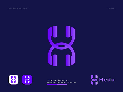 Hedo Logo Design For Technology Company abstract logo brand identity brand mark branding creative logo h letter h letter logo headphone lettermark letters logo logo symbol logodesign logomark logos logotype minimal modern modern logo technology logo