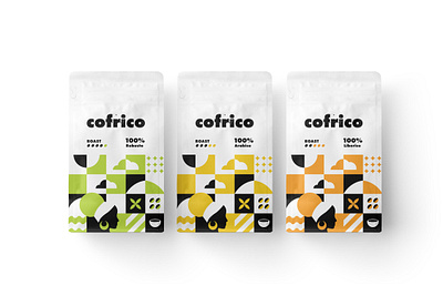 Cofrico Brand Identity africa bean bold brand cafe clean coffee coffee cup color geometric identity illustration minimalist modern ornament pattern roast