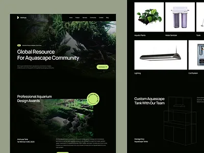 Animus - Aquascape Website 🐠 aquarium aquascape clean design fish homepage landing page minimalist simple tank ui ux water web design website
