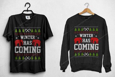 winter has comming Christmas T-shrit design christmas t shirt christmas t shirt design bundle christmas tree chritsmas t shirt design