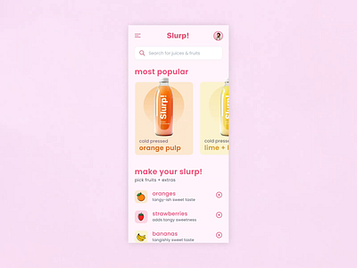 Slurp! Juice App - Parallax Animation after effects aftereffects animation animation after effects colors figma mobile mobile app mobile design mobile ui parallax parallax scrolling product design ui uiux ux