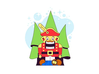 Nutcracker christmas decoration flat illustration nut nutcracker simple spruce vector walnut