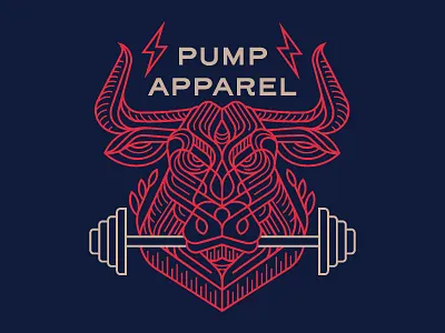 Pump Apparel bull clothing design geometric gym illustration line lineart logo merchandise minimal monoline t shirt t shirt design t shirt illustration t shirt mockup t shirts