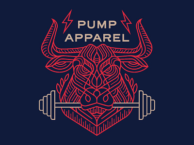 Pump Apparel bull clothing design geometric gym illustration line lineart logo merchandise minimal monoline t shirt t shirt design t shirt illustration t shirt mockup t shirts