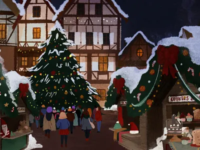 Christmas vibes 🎄 christmas christmas tree drawing dribbble shot illustration procreate