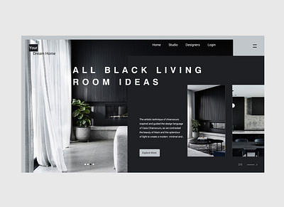 dark interior design landing page design flat minimal ui ux web website