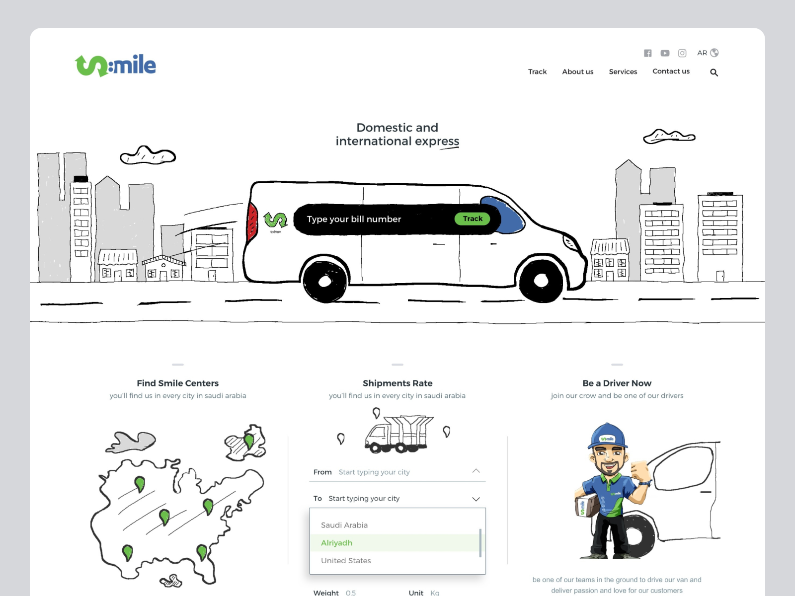 Smile — Logistics & Delivery Website colors drawing landing shipping sketch ui ux vector web
