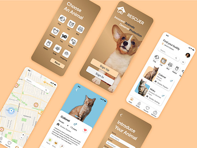 Rescuer App🐾 adorable adorable lovely animal animal shelter animals app cat cute cute animal design dog ui ui ux ui design ui. uidesign uikits uipractice uiux ux