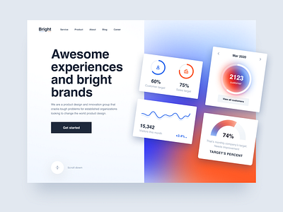 Bright - Interface Elements component gradient landing minimalist trend ui design uiux ux design