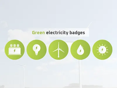 Green electricity badges badges design electricity gradient green minimal minimalist power solar technology water wind