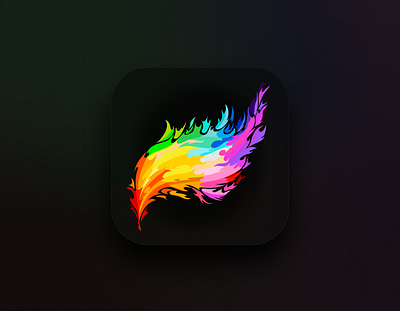 Procreate App Icon dark app app icon art color colors create feather flames flight illustration inspiration make paints passion pheonix procreate rebound vector