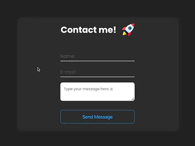 Contact Form - Dark UI animation contact form css dark mode dark theme dark ui form html uidesign userinterface uxdesign webdesign