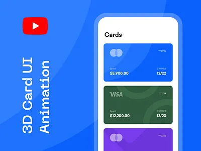 3D Card UI Animation tutorial on YouTube 3d card animation 3d card tutorial after effects tutorial animation tutorial card animation card animation tutorial interaction animation youtube tutorial